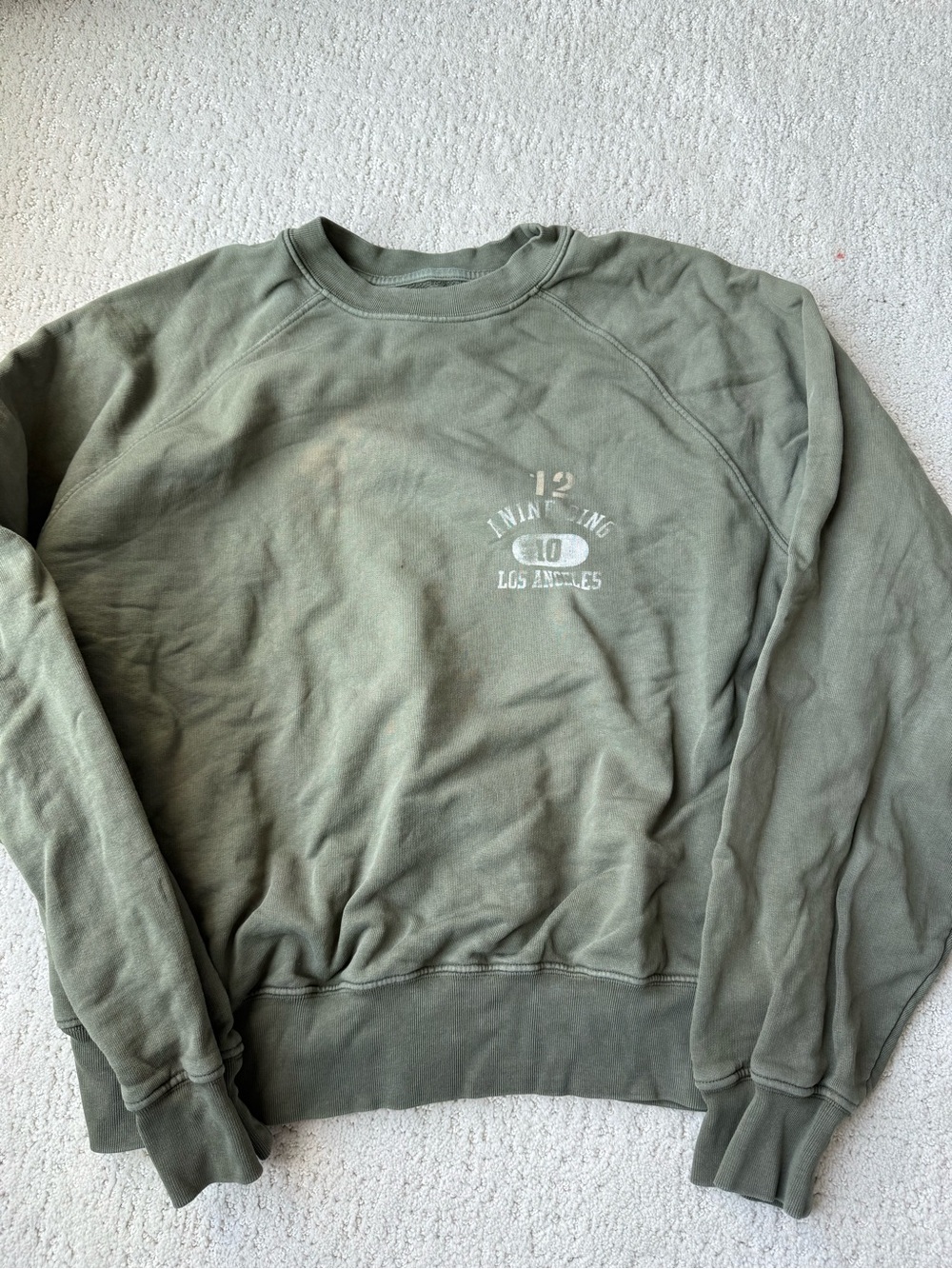 Anine Bing Olive Green Crewneck Sweatshirt - Los Angeles Graphic